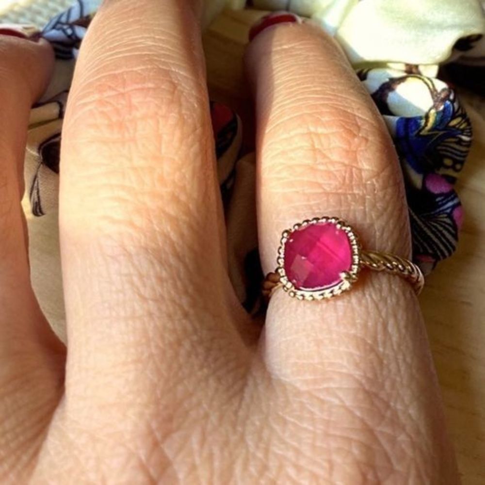 Gold Ruby Dainty Cushion Ring